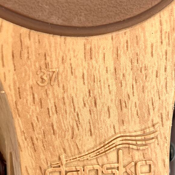 NWOT Dansko Taci Women's Clog Wedge Sandals Wooden Heel Leather - Picture 10 of 11